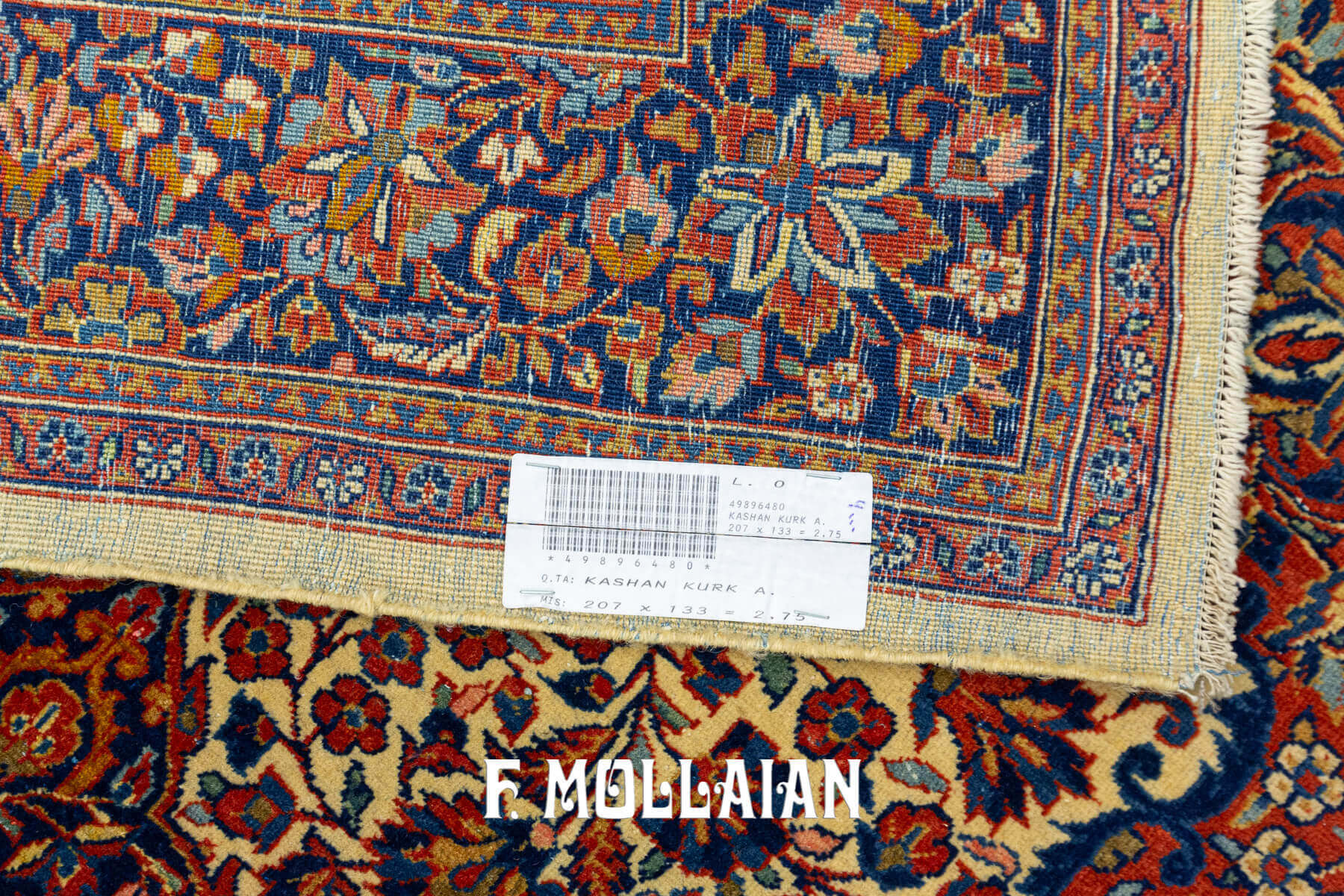 Antico Tappeto persiano Kashan in lana Kurk a medaglione classico n°:49896480